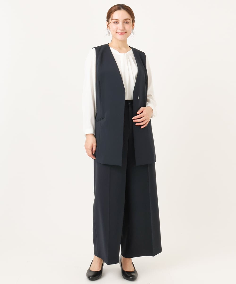 OLLDD05139 eur3(エウルキューブ) 【大きいサイズ/11号サイズあり/洗える/セットアップ対応】Wクロスワイドパンツ ネイビー(57)
