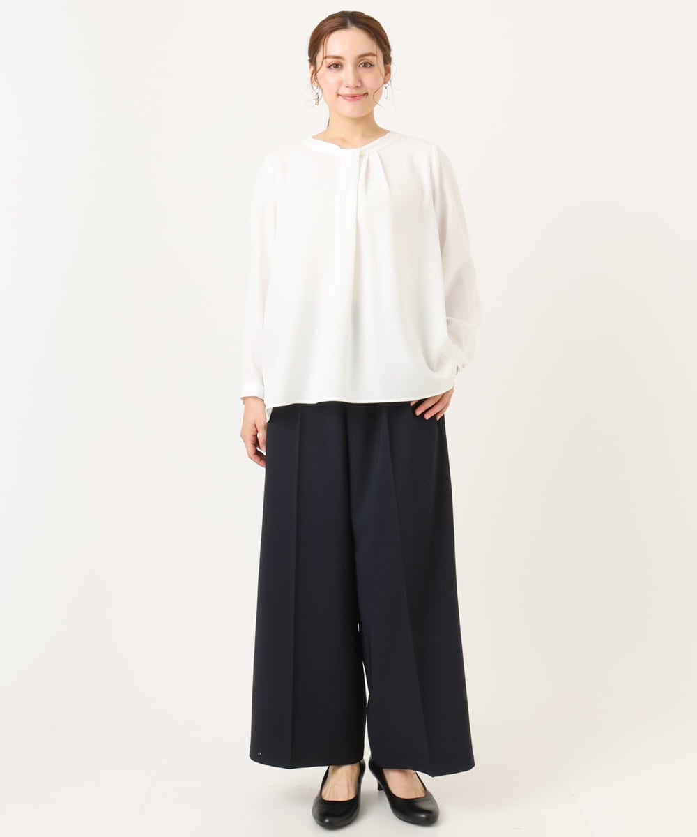 OLLDD05139 eur3(エウルキューブ) 【大きいサイズ/11号サイズあり/洗える/セットアップ対応】Wクロスワイドパンツ ネイビー(57)