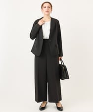 OLLDD05139 eur3(エウルキューブ) 【大きいサイズ/11号サイズあり/洗える/セットアップ対応】Wクロスワイドパンツ ブラック(94)