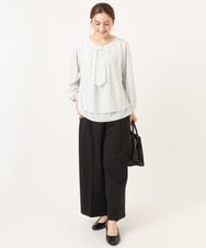 OLLDD05139 eur3(エウルキューブ) 【大きいサイズ/11号サイズあり/洗える/セットアップ対応】Wクロスワイドパンツ ブラック(94)