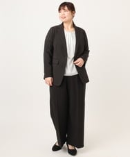 OLLDD05139 eur3(エウルキューブ) 【大きいサイズ/11号サイズあり/洗える/セットアップ対応】Wクロスワイドパンツ ブラック(94)