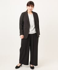 OLLDD05139 eur3(エウルキューブ) 【大きいサイズ/11号サイズあり/洗える/セットアップ対応】Wクロスワイドパンツ ブラック(94)