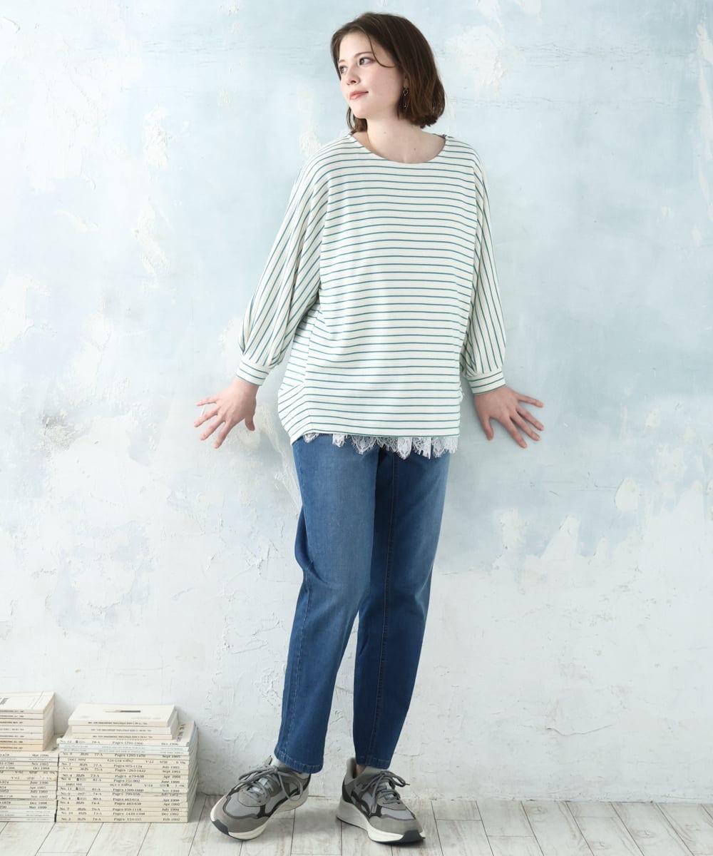 OLLDD13099 eur3(エウルキューブ) 【大きいサイズ】ゆるフィットデニム ライトブルー(50)