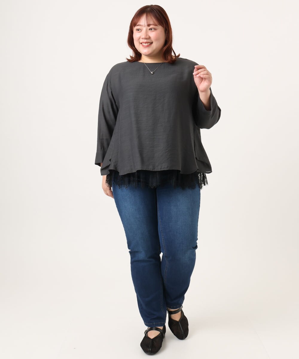 OLLDD13099 eur3(エウルキューブ) 【大きいサイズ】ゆるフィットデニム ネイビー(57)