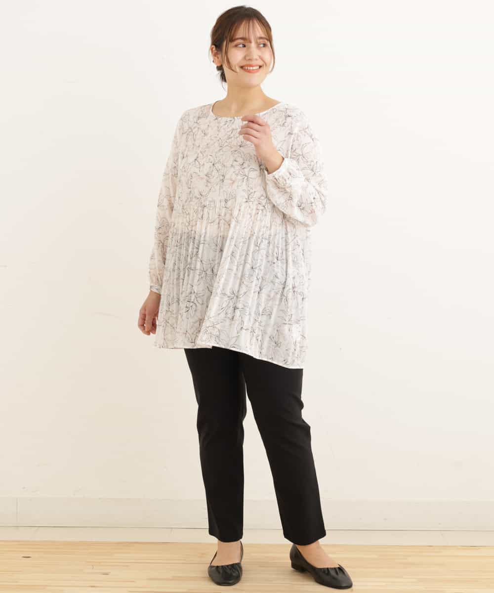 OLLDP07075 eur3(エウルキューブ) 【シリーズ累計販売1万5千枚！】【大きいサイズ】さらさらストレッチテーパードパンツ ブラック(94)
