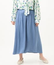 OLLDV07089 eur3(エウルキューブ) 【大きいサイズ】メーテルサテンギャザーパンツ ブルー(55)