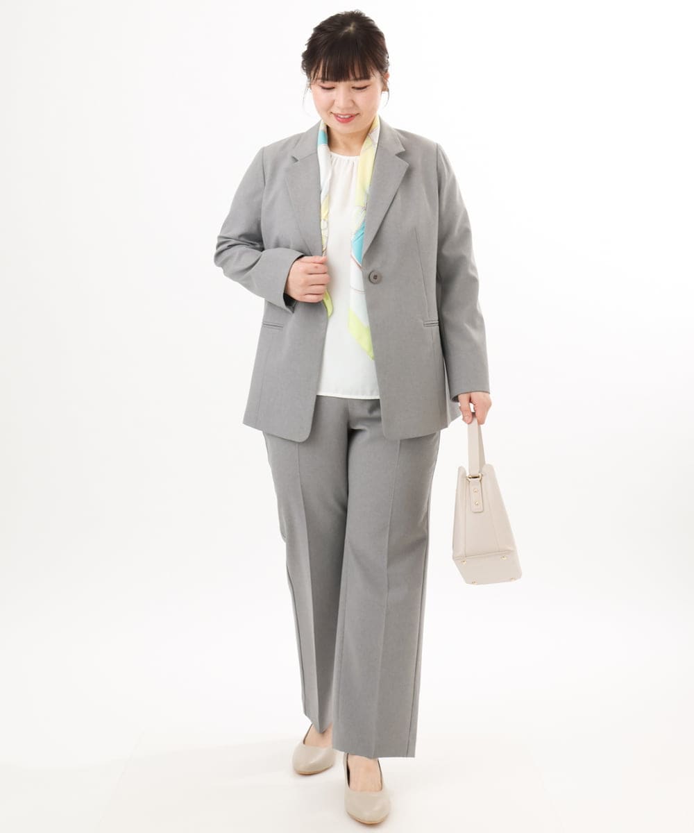 OLLED03139 eur3(エウルキューブ) 【大きいサイズ/11号サイズあり/セットアップ可能】ストレッチセンタープレスパンツ グレー