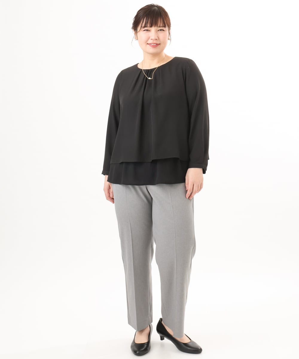OLLED03139 eur3(エウルキューブ) 【大きいサイズ/11号サイズあり/セットアップ可能】ストレッチセンタープレスパンツ グレー