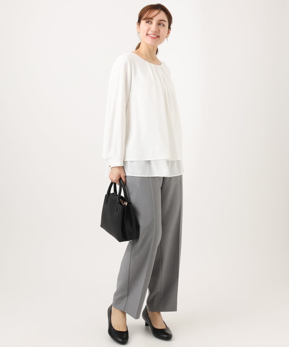OLLED03139 eur3(エウルキューブ) 【大きいサイズ/11号サイズあり/セットアップ可能】ストレッチセンタープレスパンツ グレー