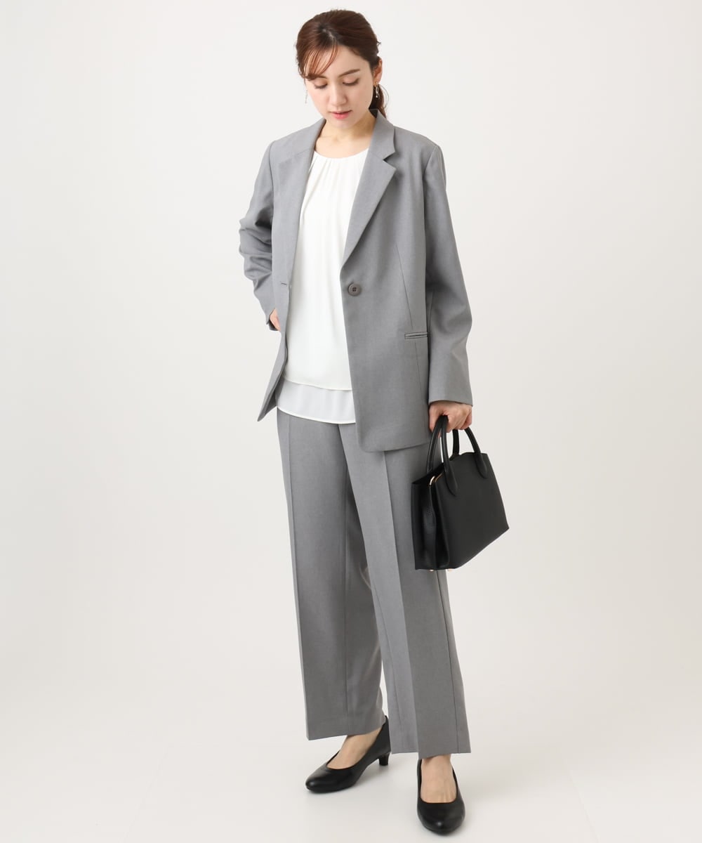 OLLED03139 eur3(エウルキューブ) 【大きいサイズ/11号サイズあり/セットアップ可能】ストレッチセンタープレスパンツ グレー