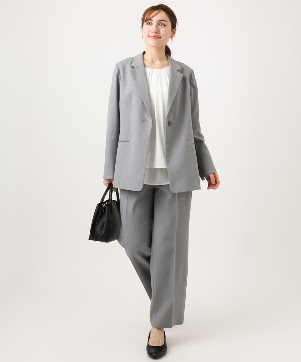 OLLED03139 eur3(エウルキューブ) 【大きいサイズ/11号サイズあり/セットアップ可能】ストレッチセンタープレスパンツ グレー