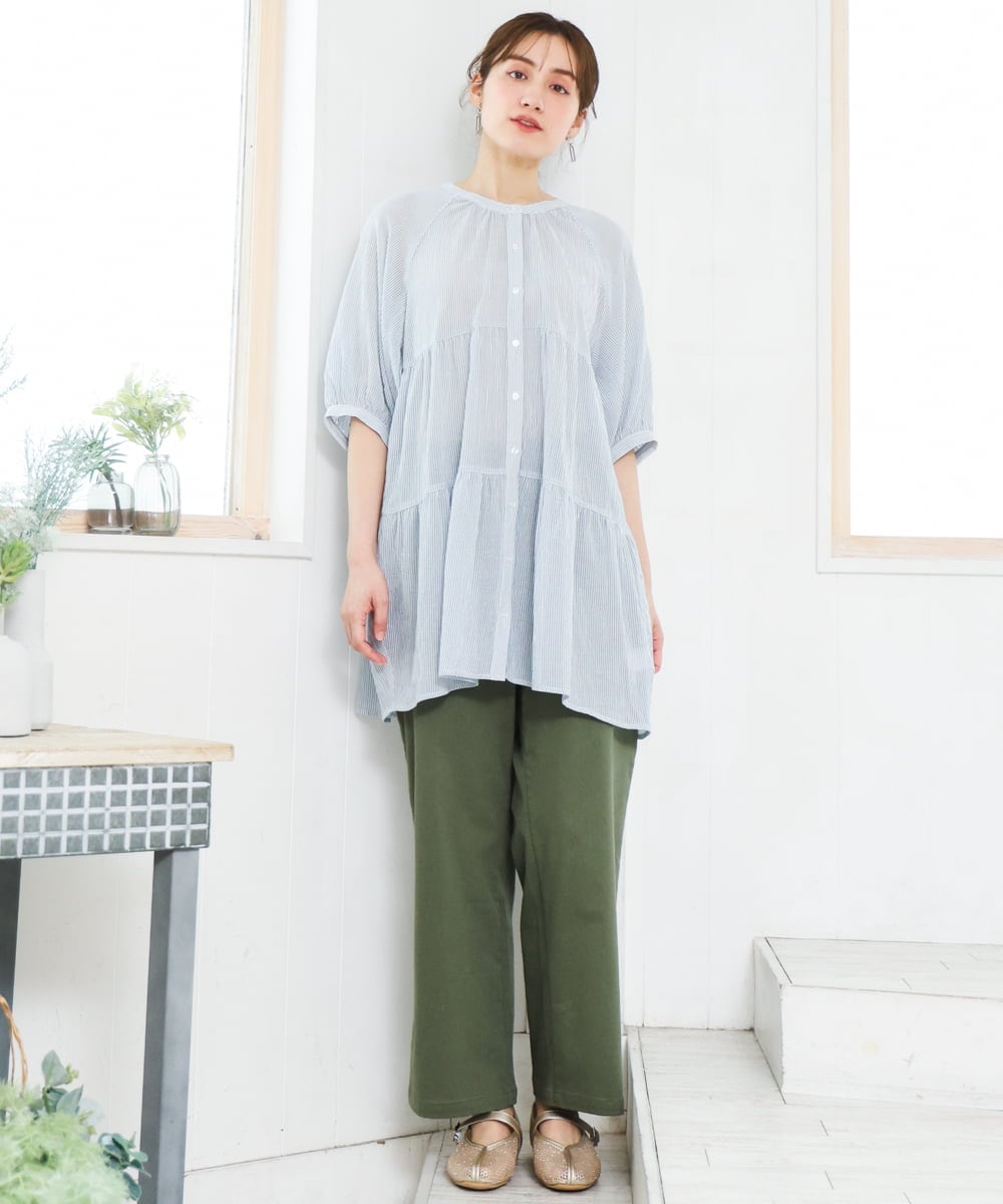OLLED06099 eur3(エウルキューブ) 【大きいサイズ】ストレッチベイカーパンツ カーキ