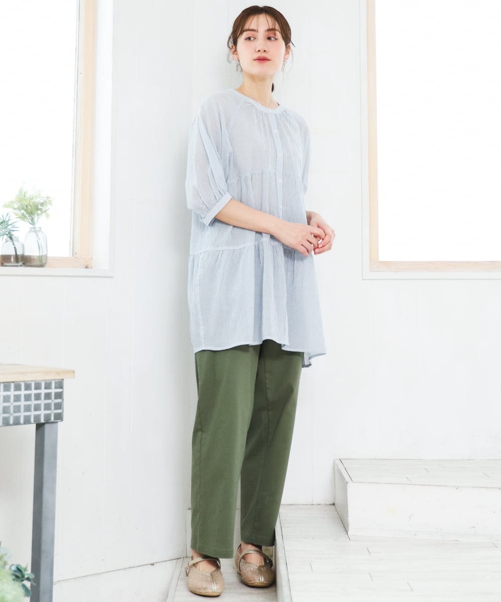 OLLED06099 eur3(エウルキューブ) 【大きいサイズ】ストレッチベイカーパンツ カーキ