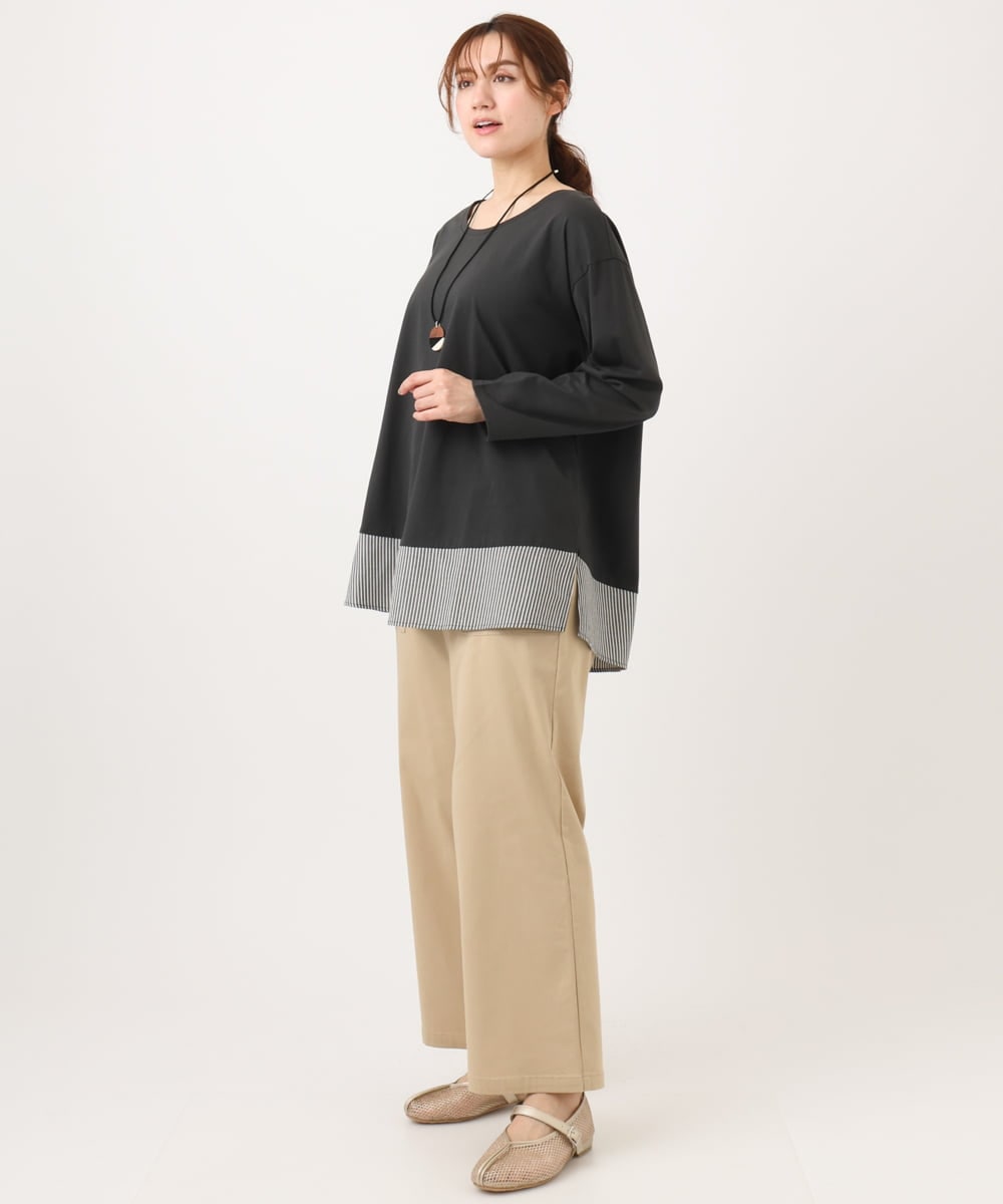 OLLED06099 eur3(エウルキューブ) 【大きいサイズ】ストレッチベイカーパンツ ベージュ