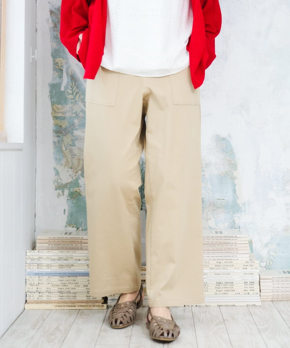 OLLED06099 eur3(エウルキューブ) 【大きいサイズ】ストレッチベイカーパンツ ベージュ