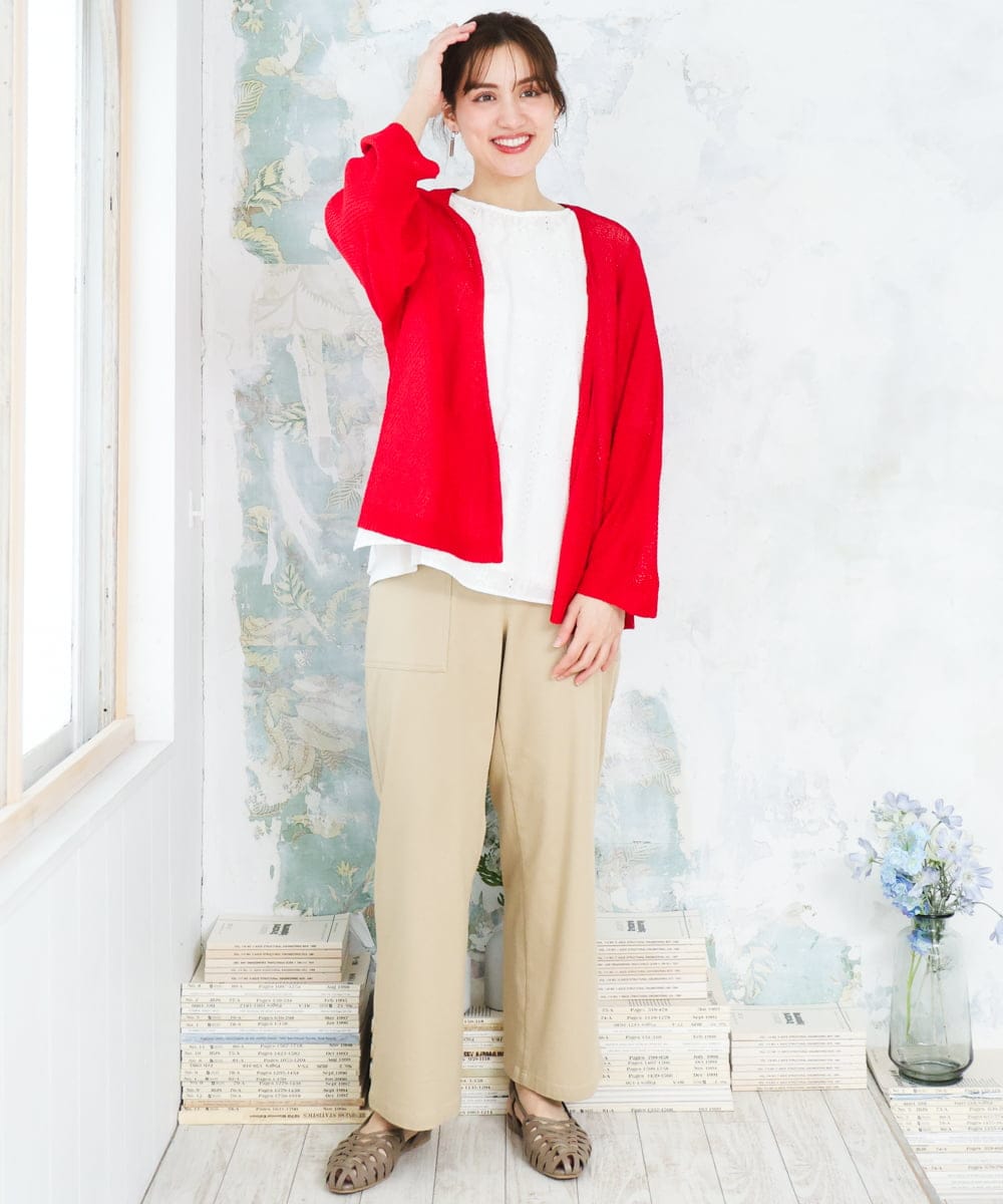 OLLED06099 eur3(エウルキューブ) 【大きいサイズ】ストレッチベイカーパンツ ベージュ