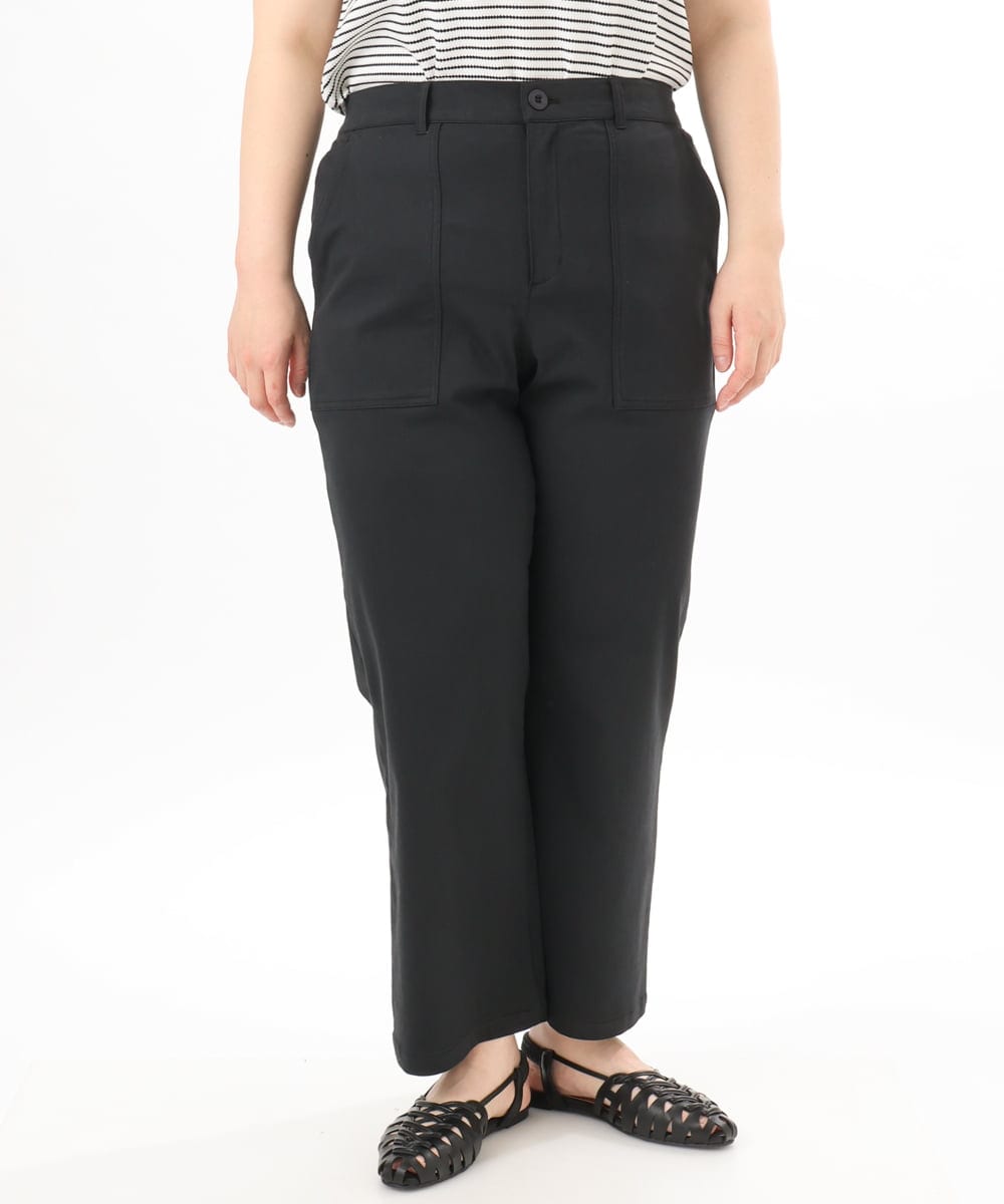 OLLED06099 eur3(エウルキューブ) 【大きいサイズ】ストレッチベイカーパンツ ブラック