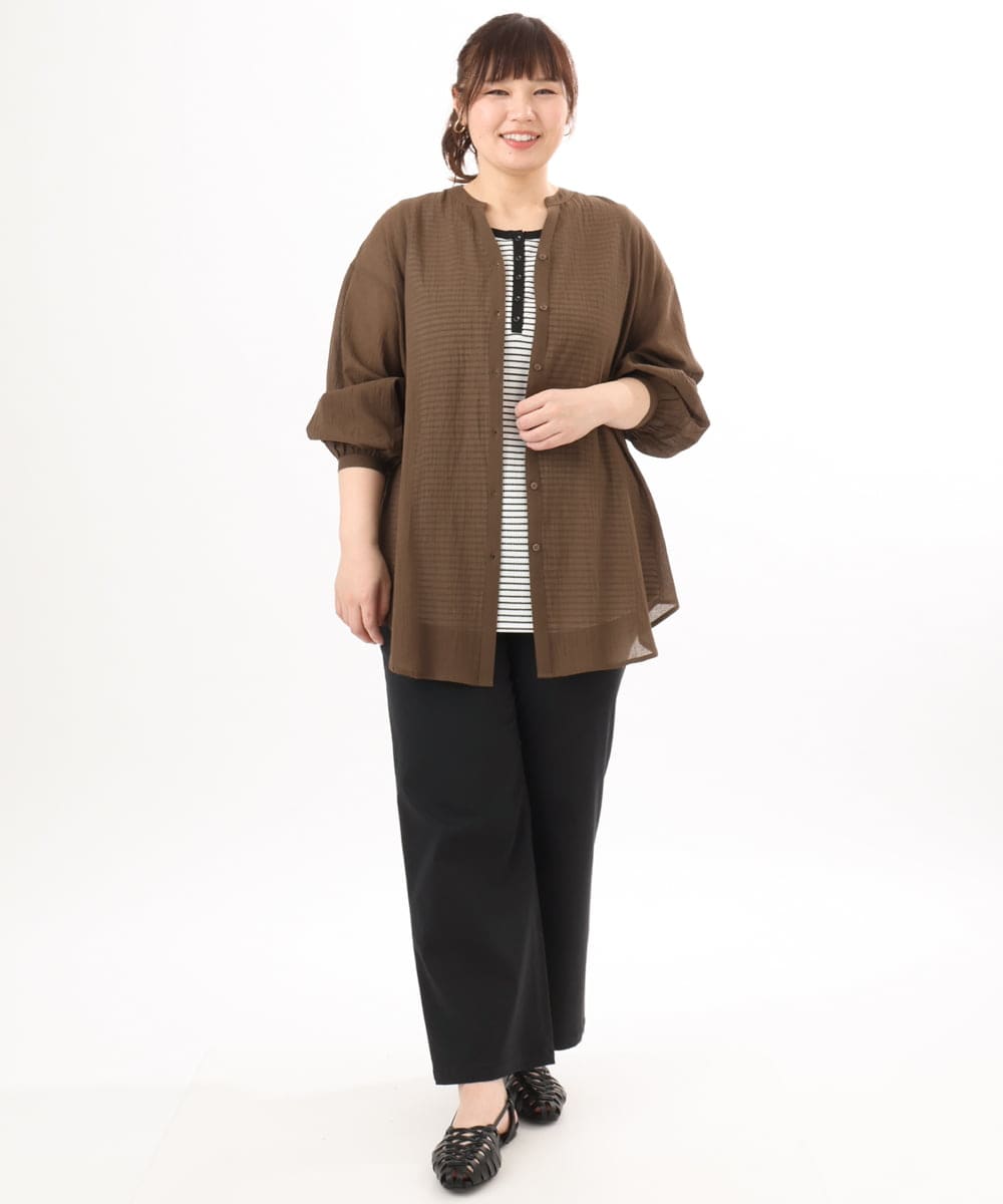 OLLED06099 eur3(エウルキューブ) 【大きいサイズ】ストレッチベイカーパンツ ブラック