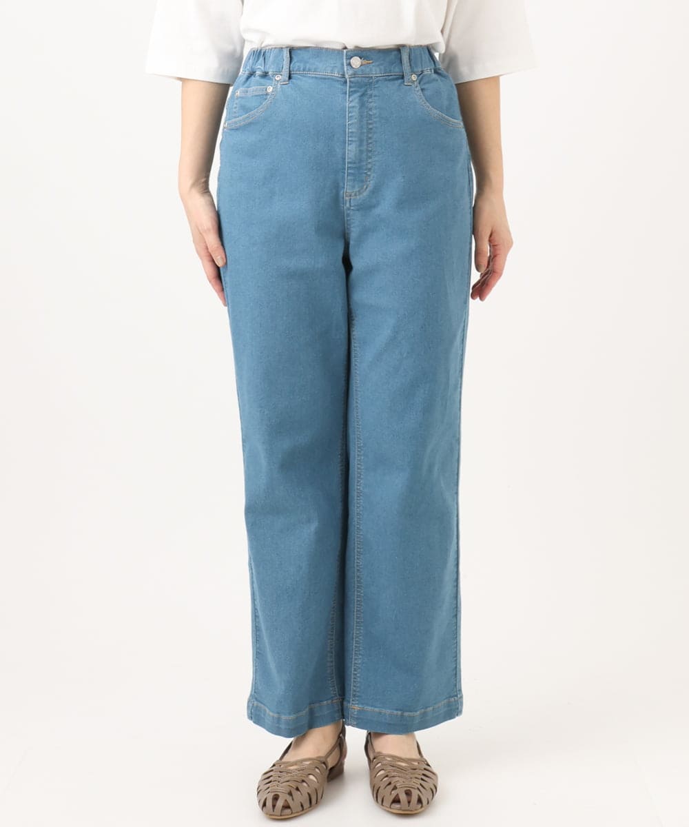OLLED07109 eur3(エウルキューブ) 【大きいサイズ】ストレッチストレートデニム ライトブルー