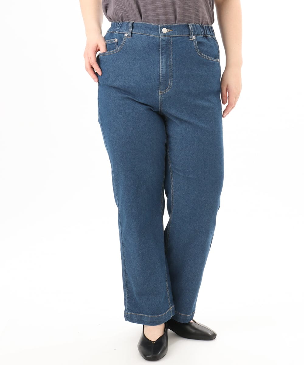 OLLED07109 eur3(エウルキューブ) 【大きいサイズ】ストレッチストレートデニム ネイビー
