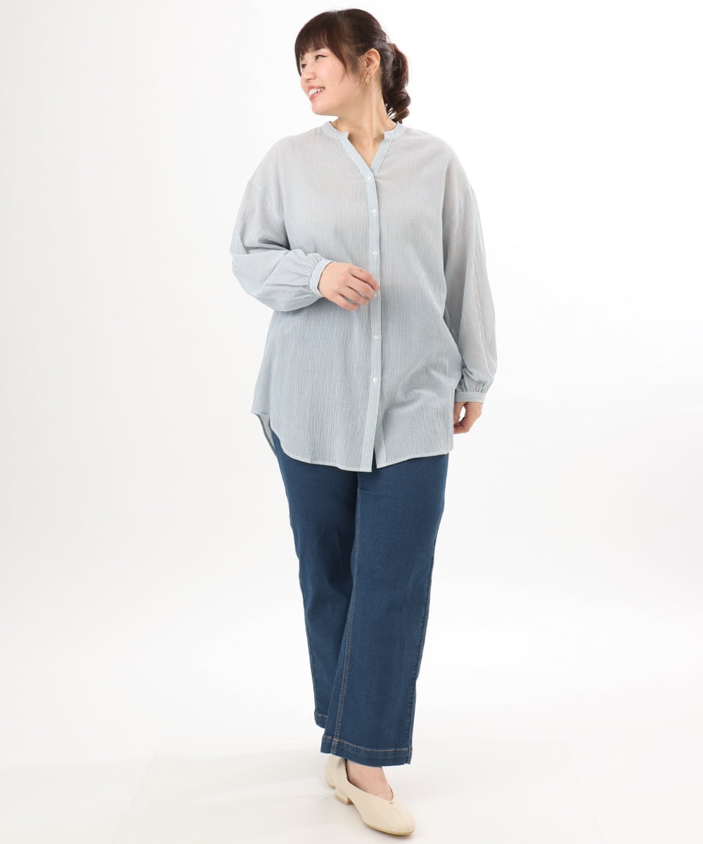 OLLED07109 eur3(エウルキューブ) 【大きいサイズ】ストレッチストレートデニム ネイビー