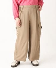 OLLEV16129 eur3(エウルキューブ) 【大きいサイズ】ワイドカーゴパンツ ベージュ(82)