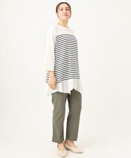 OLLFA11089 eur3(エウルキューブ) 【大きいサイズ】さらさらストレッチストレートパンツ カーキ(36)