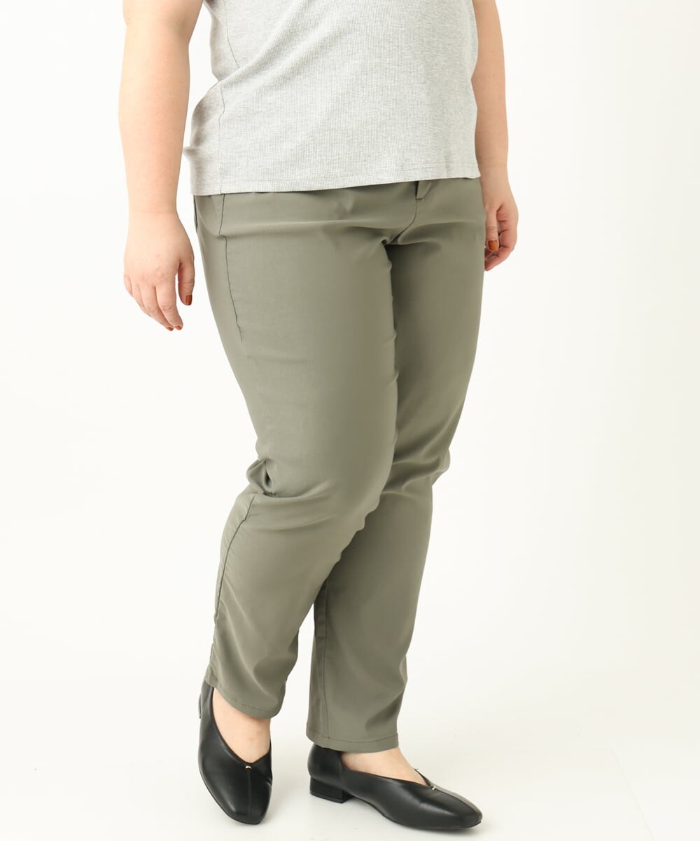 OLLFA11089 eur3(エウルキューブ) 【大きいサイズ】さらさらストレッチストレートパンツ カーキ(36)