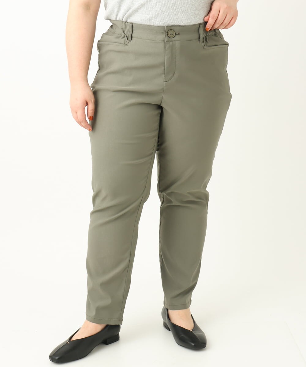 OLLFA11089 eur3(エウルキューブ) 【大きいサイズ】さらさらストレッチストレートパンツ カーキ(36)