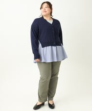 OLLFA11089 eur3(エウルキューブ) 【大きいサイズ】さらさらストレッチストレートパンツ カーキ(36)