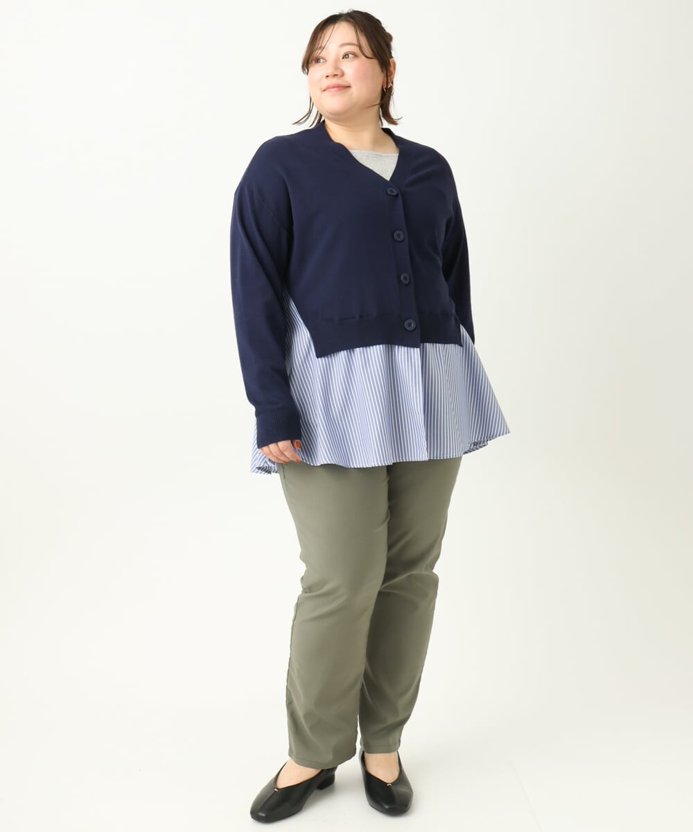 OLLFA11089 eur3(エウルキューブ) 【大きいサイズ】さらさらストレッチストレートパンツ カーキ(36)