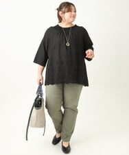 OLLFA11089 eur3(エウルキューブ) 【大きいサイズ】さらさらストレッチストレートパンツ カーキ(36)