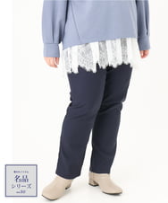 OLLFA11089 eur3(エウルキューブ) 【大きいサイズ】さらさらストレッチストレートパンツ ネイビー(57)