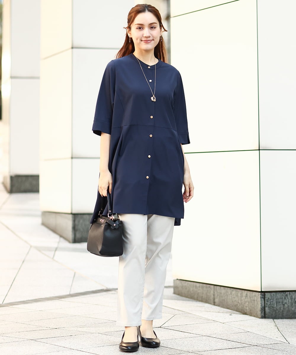 OLLFA11089 eur3(エウルキューブ) 【大きいサイズ】さらさらストレッチストレートパンツ グレージュ(89)