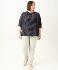 OLLFA11089 eur3(エウルキューブ) 【大きいサイズ】さらさらストレッチストレートパンツ グレージュ(89)