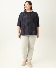 OLLFA11089 eur3(エウルキューブ) 【大きいサイズ】さらさらストレッチストレートパンツ グレージュ(89)