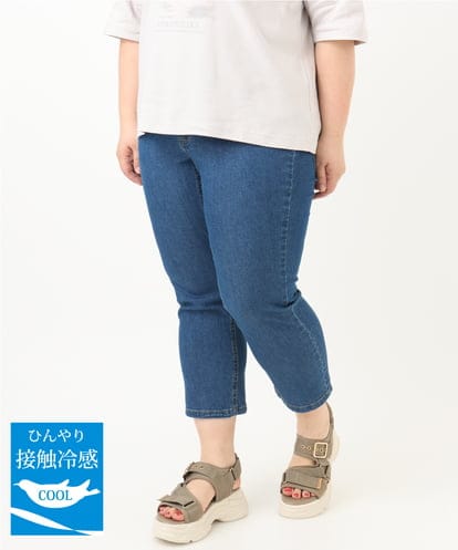 OLLFA33089 eur3 【大きいサイズ/接触冷感】ストレッチデニムパンツ