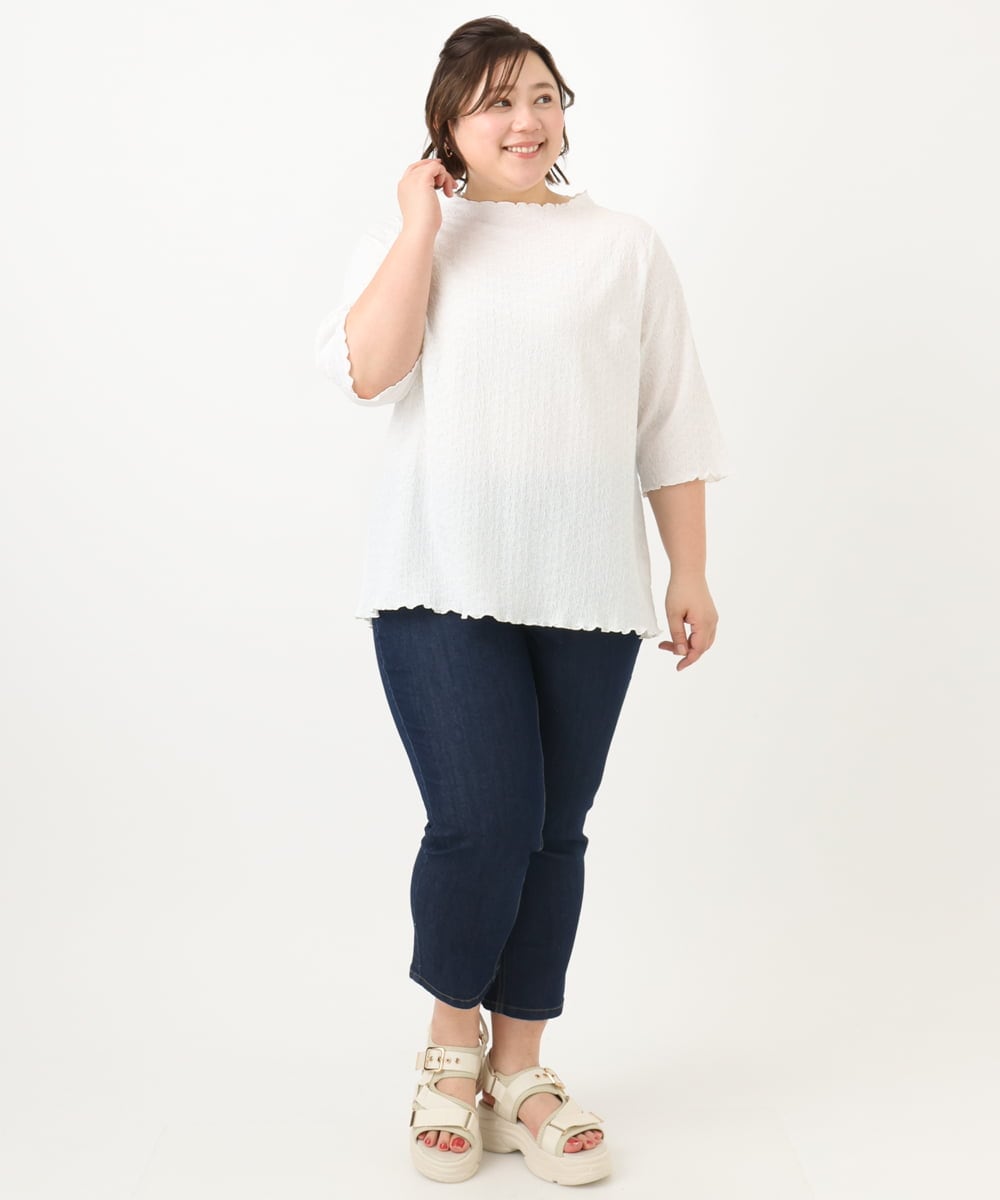 OLLFA33089 eur3(エウルキューブ) 【大きいサイズ/接触冷感】ストレッチデニムパンツ ネイビー(57)