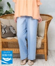 OLLFD16109 eur3(エウルキューブ) 【大きいサイズ/接触冷感】デニムイージーパンツ ライトブルー