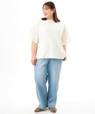 OLLFD16109 eur3(エウルキューブ) 【大きいサイズ/接触冷感】デニムイージーパンツ ライトブルー