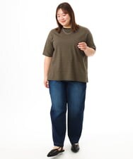 OLLFD16109 eur3(エウルキューブ) 【大きいサイズ/接触冷感】デニムイージーパンツ ネイビー