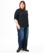 OLLFD16109 eur3(エウルキューブ) 【大きいサイズ/接触冷感】デニムイージーパンツ ネイビー