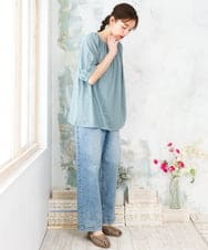 OLLFD28109 eur3(エウルキューブ) 【大きいサイズ】ワイドストレートデニム ブルー