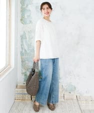 OLLFD28109 eur3(エウルキューブ) 【大きいサイズ】ワイドストレートデニム ブルー