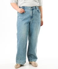 OLLFD28109 eur3(エウルキューブ) 【大きいサイズ】ワイドストレートデニム ブルー