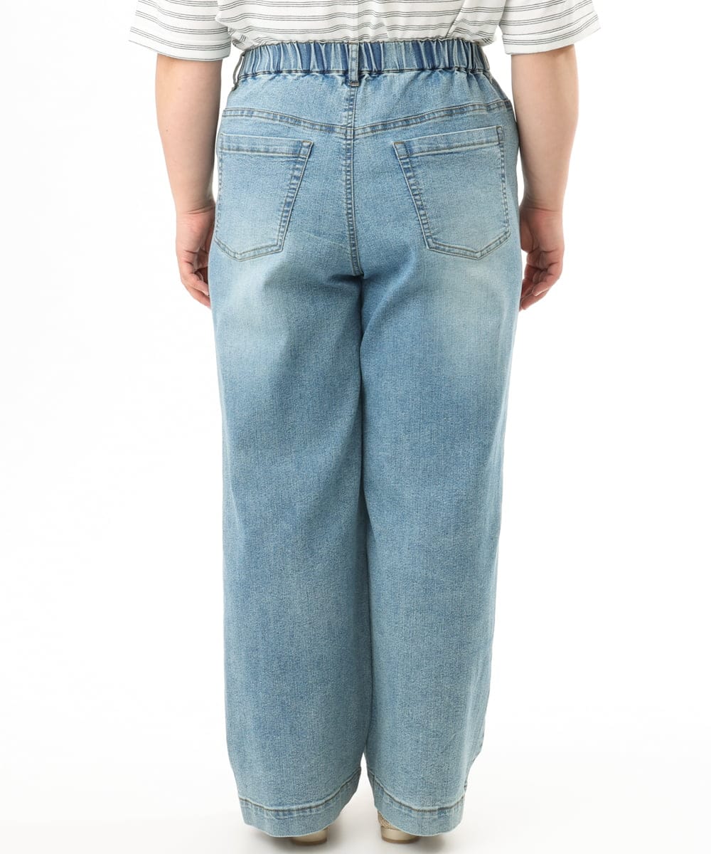 OLLFD28109 eur3(エウルキューブ) 【大きいサイズ】ワイドストレートデニム ブルー