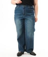OLLFD28109 eur3(エウルキューブ) 【大きいサイズ】ワイドストレートデニム ネイビー