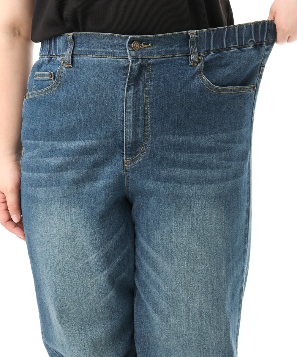 OLLFD28109 eur3(エウルキューブ) 【大きいサイズ】ワイドストレートデニム ネイビー
