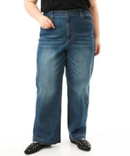 OLLFD28109 eur3(エウルキューブ) 【大きいサイズ】ワイドストレートデニム ネイビー