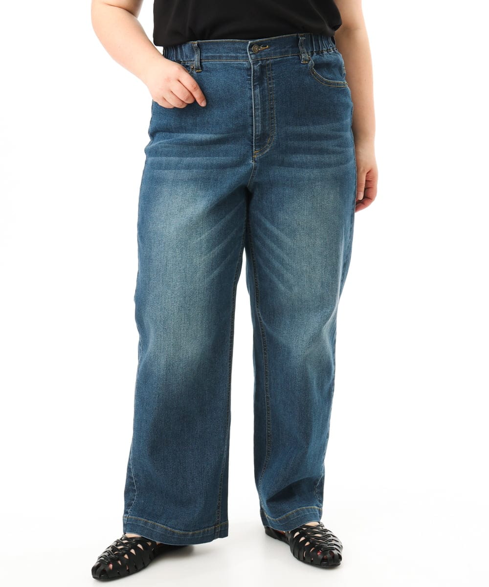 OLLFD28109 eur3(エウルキューブ) 【大きいサイズ】ワイドストレートデニム ネイビー